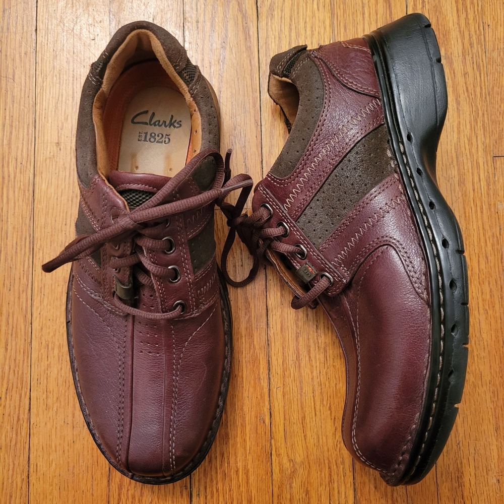 Clarks Unstructured Leather Lace Up Oxford Shoes Brown 7.5M Unbend y2k Retro